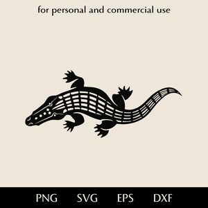 Silhouette of crocodile SVG, Geometric style alligator png, eps, dxf, Reptile top view vector, Simple caiman clipart, Animal lovers Zoo logo