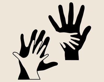 Silhouette of small and large hand SVG, Child's and parent's palm png, eps, dxf, Mother father with kid vector, Pregnancy announcement print