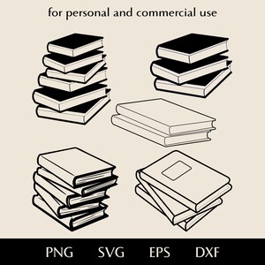 Book stack bundle SVG, Books pile variations png, eps, dxf, Clipart for reading lovers, Heap of textbook vector, Multi-volume edition logo
