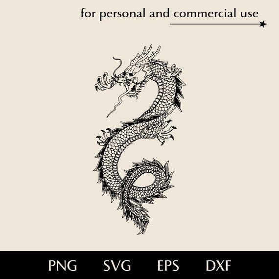 Roaring Chinese Dragon in Aggressive Pose SVG, Mythical Horned