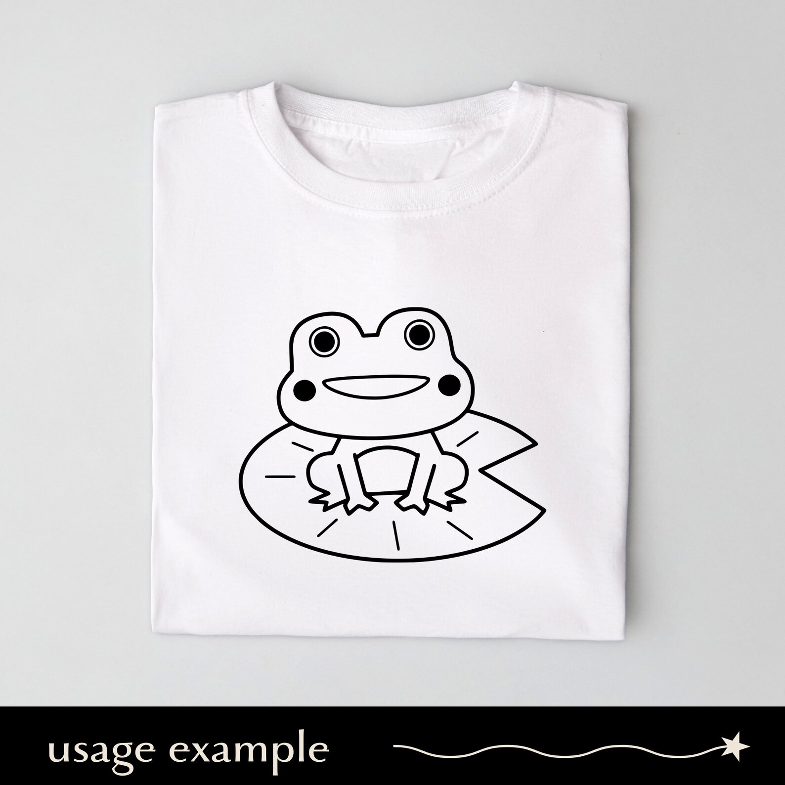 Black & White Cute Little Cartoon Frog SVG, Smiling Toad Sitting on a ...
