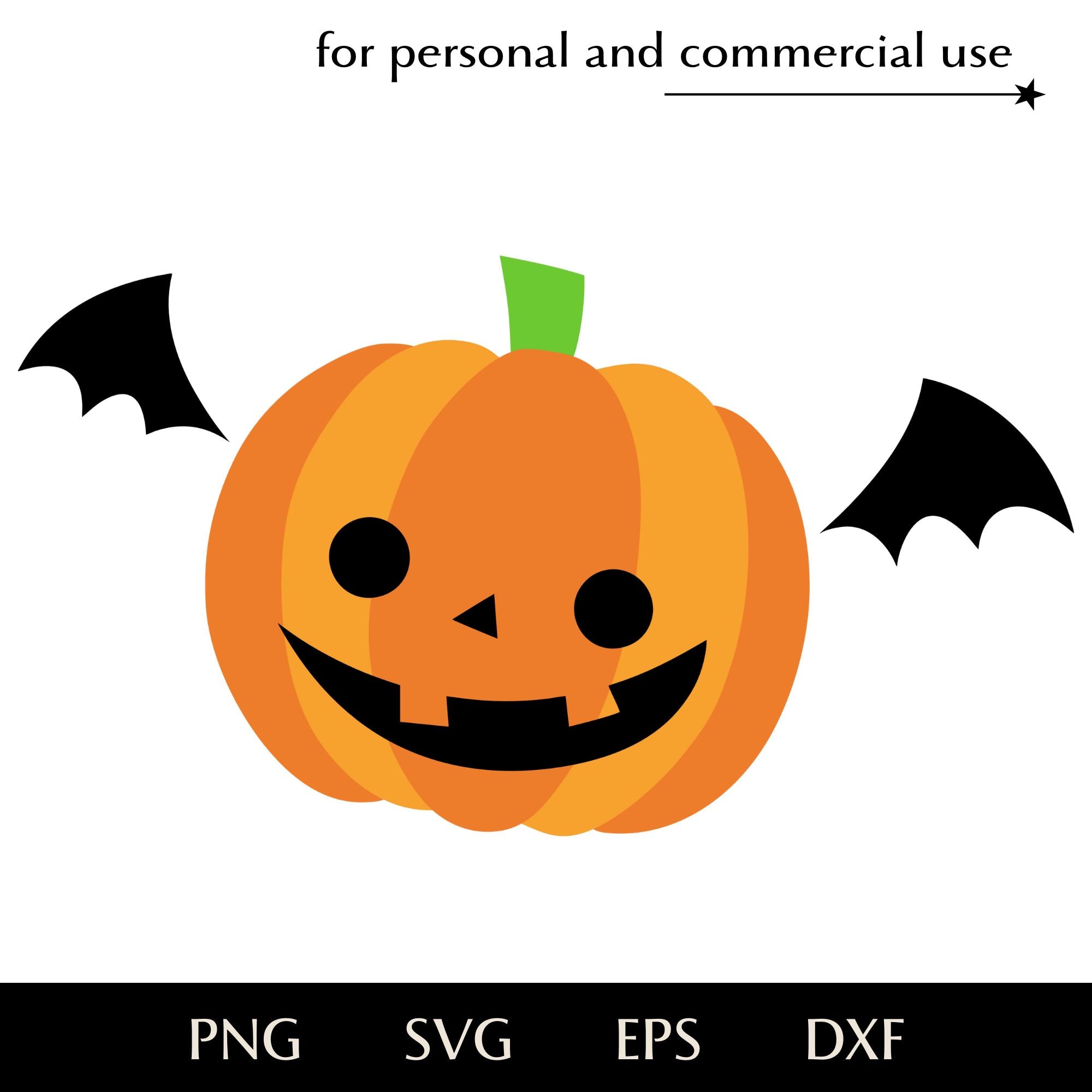 Flying Halloween Pumpkin SVG, Jack-o-lantern With Bat Wings Png