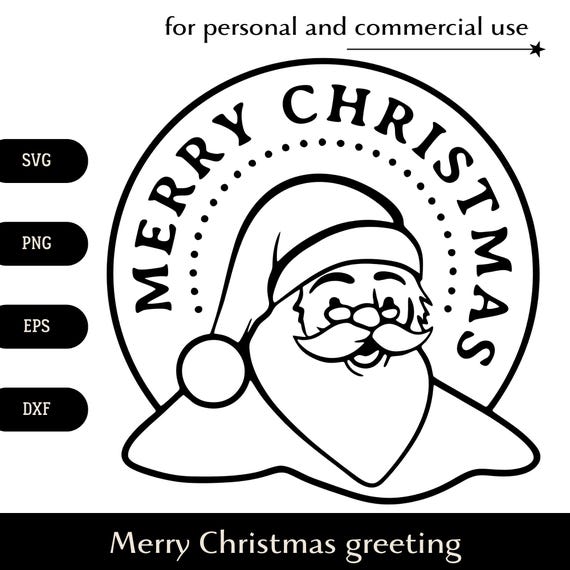 Auguri di Buon Natale in bianco e nero SVG, Babbo Natale
