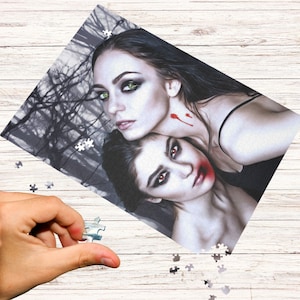 Gothic Vampire Women Jigsaw Puzzle - Dark Home Decor - Gift for a Goth