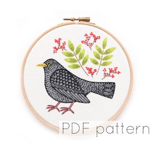 Blackbird Hand Embroidery Pattern Download