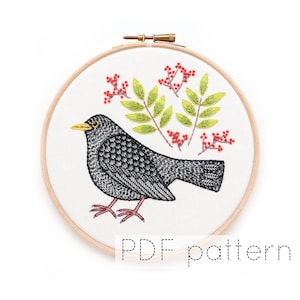 Blackbird Hand Embroidery Pattern Download