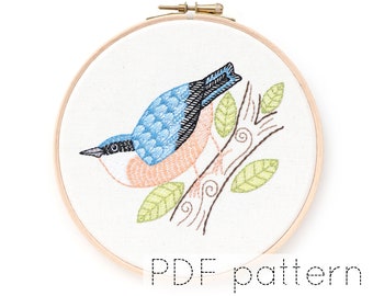 Nuthatch | Bird Hand Embroidery Pattern Digital Download