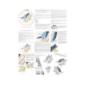 sittelle Motif de broderie main oiseau en téléchargement numérique image 2