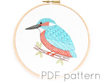 Kingfisher Embroidery Hoop Art Pattern Download