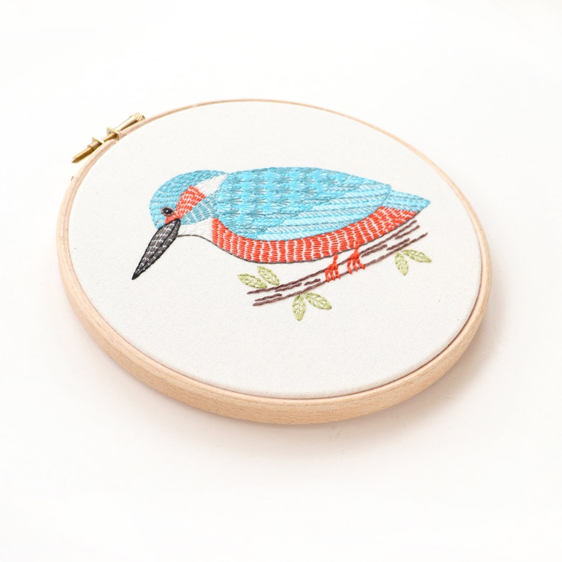 Kingfisher Embroidery Hoop Art Pattern Download image 5