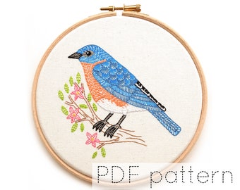 Eastern Bluebird | Bird Embroidery Pattern Instant Download