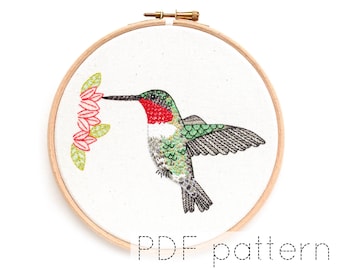 Hummingbird Hand Embroidery Pattern Download