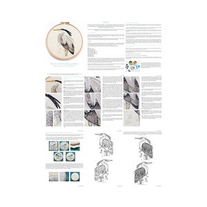 Motif d'art de cerceau de broderie héron Téléchargement instantané Motif de broderie main d'oiseau image 2