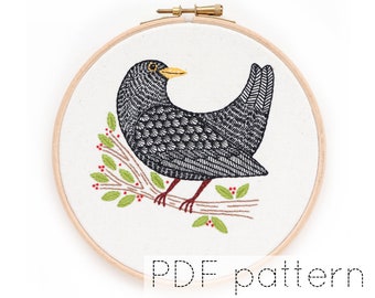 Blackbird Hand Embroidery Pattern Download