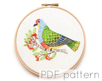 Fruit Dove Bird Embroidery Hoop Art Pattern Download