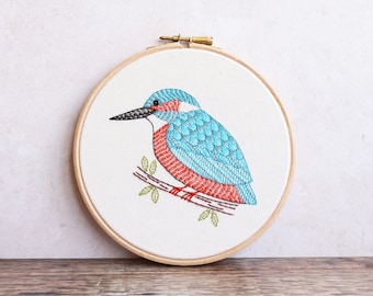 Kingfisher | Original Bird Embroidery Art