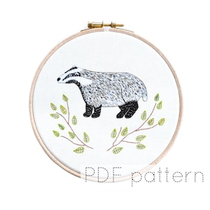 Badger Hand Embroidery Pattern Instant Download