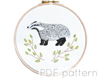 Badger Hand Embroidery Pattern Instant Download