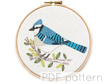 Blue Jay | Bird Embroidery Pattern Instant Download