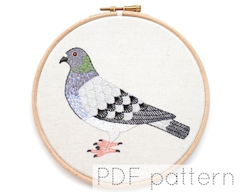 Pigeon Embroidery Pattern Download