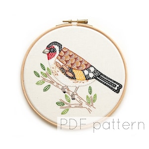 Goldfinch Bird Embroidery Hoop Art Pattern Download image 1