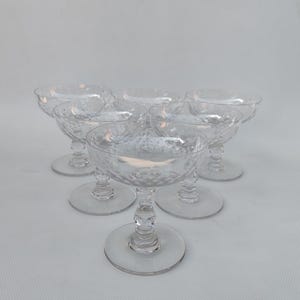 6 Baccarat crystal champagne glasses, circa 1920.