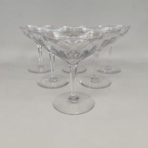 6 copas de champán de cristal Val Saint Lambert, modelo Nestor Hamlet.