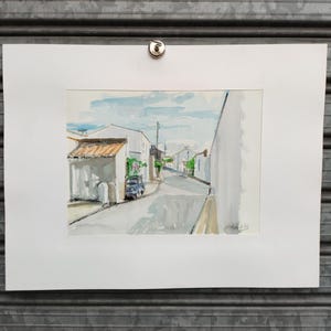 watercolor by Michel Roubille, Yeu Island 2000.