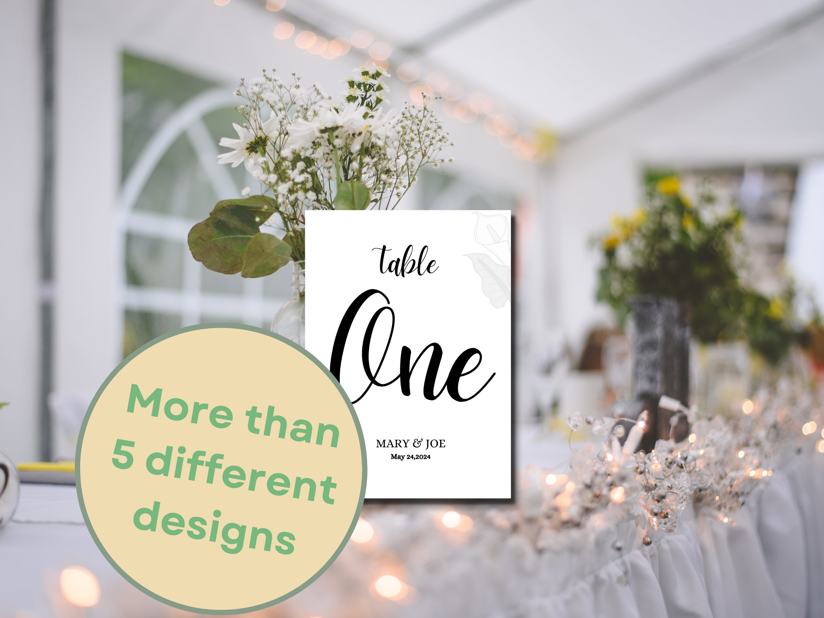 Editable Table Number Template DIY Wedding Numbers, Elegant Printable ...