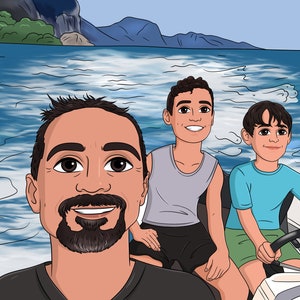 Custom cartoon digital portrait, couple portrait, custom illustration, gather day gift, family portrait