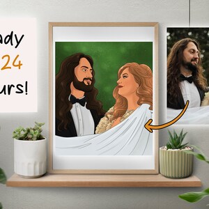 Wedding custom couple portrait, cartoon couple portrait from photo, wedding portrait gift
