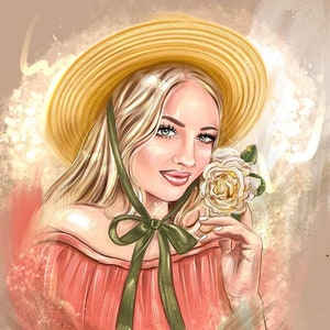 Custom digital beauty portrait, business beauty logo, digital illustration, portrait from photo