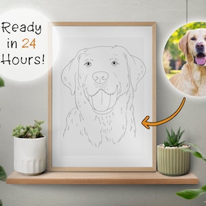 Custom pet line portrait, minimalist digital portrait, line portrait from photo, personalized hand drawn portrait, two pet portrait