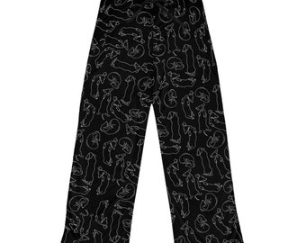 Sleeping Dachshund Line Art Women's Pajama Pants Wiener Dog