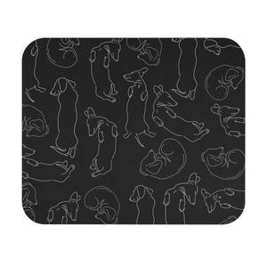 Sleeping Wiener Dog Line Art Mouse Pad (Rectangle) Dachshund