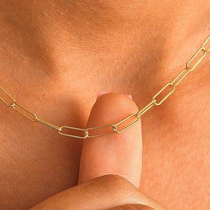 14K Gold Link Chain , Paperclip Chain , Gold Chain Necklace , Paperclip Necklace , Chain for Women&#39;s , Everyday Chain ,Minimalist Chain Gift