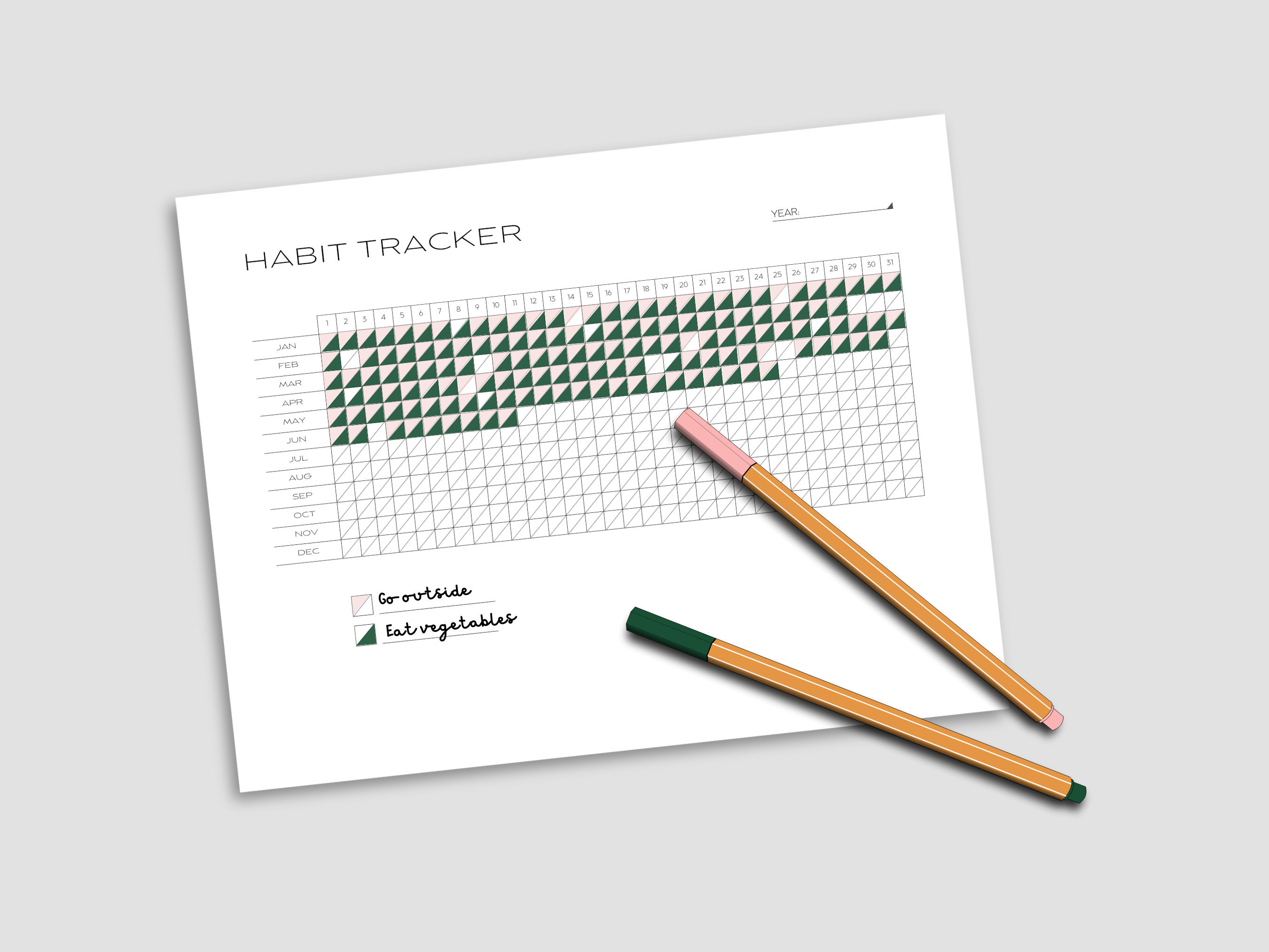 Habit Tracker Printable Triangle Pattern-making Yearly Planner, Improve ...