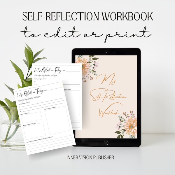 Self-Reflection Workbook, Digital Download for Mental Health, Emotional Intelligence Journal, Guide for Self-Care and Reflection