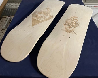 Custom Skateboard Deck, Laser Engraved Personalized Graphics, 7-Ply Canadian Maple Wood Board for Skateboarding