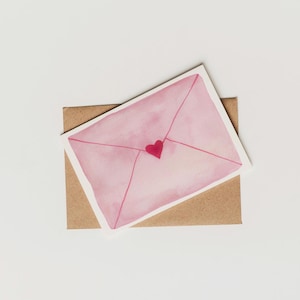 Karte "Love Letter" • Aquarellkarte als Liebesbrief • Romantische Karte zum Valentinstag