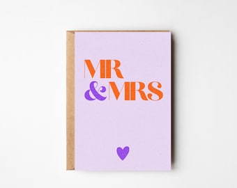 Glückwunschkarte zur Hochzeit • Schlichte Karte zur Hochzeit • Hochzeitskarte Mr & Mrs