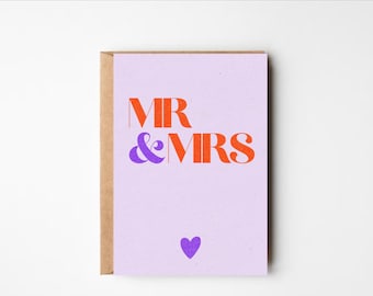 Glückwunschkarte zur Hochzeit • Schlichte Karte zur Hochzeit • Hochzeitskarte Mr & Mrs