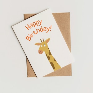 Einzigartige Geburtstagskarte für Kinder • Happy Birthday Karte mit niedlicher Giraffe