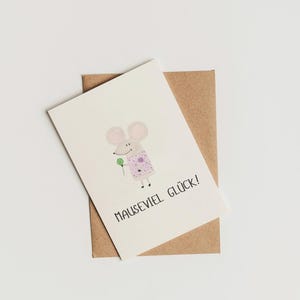 Einzigartige Postkarte "Mauseviel Glück" • Viel Glück Karte mit süßer Maus