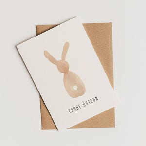 Schlichte Osterkarte mit Hase • Frohe Ostern • Grußkarte zu Ostern mit Aquarellzeichnung