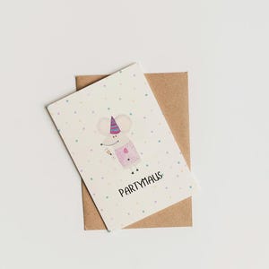 Einzigartige Postkarte "Partymaus" • Party Grußkarte mit süßer Maus • Zum Geburtstag oder anderen Anlässen
