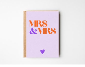 Glückwunschkarte zur Hochzeit für Lesben • Karte für lesbische Hochzeit • Hochzeitskarte Mrs & Mrs für Frauen