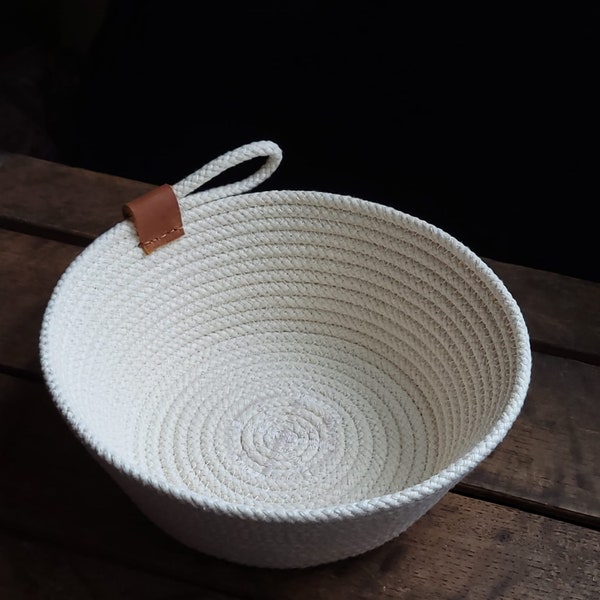 Handmade Rope Bowl  Small Rope Basket Cotton Rope Natural Organizer Storage Boho Home Decor