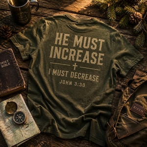 He Must Increase Christian Shirt | John 3:30 Bible Verse Apparel