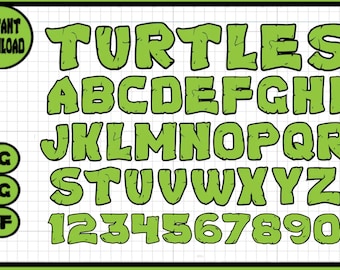 Cartoon Turtle Font Svg Png Dxf and Otf / Customise / Cricut Digital Design / Instant Download